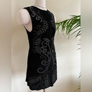 Suede Leather Mini Dress with Gunmetal Stud Detail XS